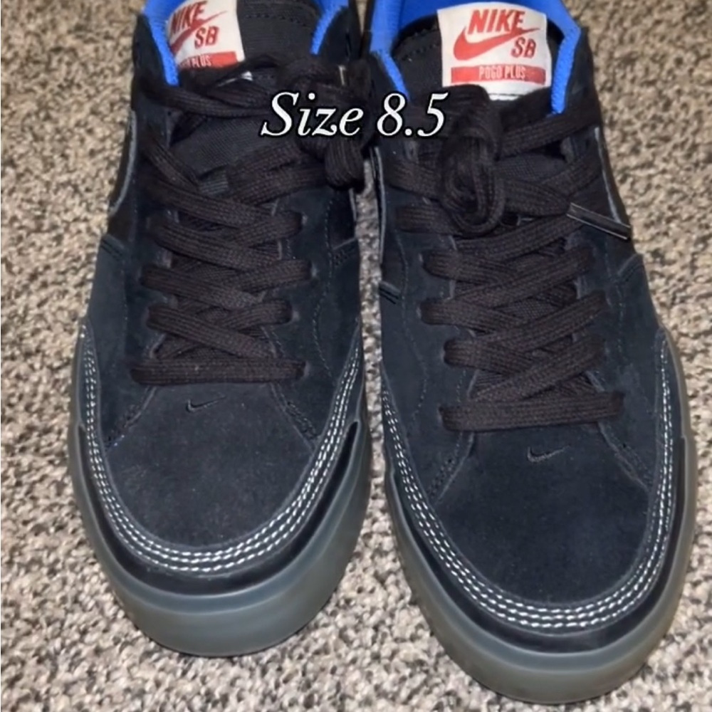 Nike Black Sneakers with Suede Upper and Black Laces